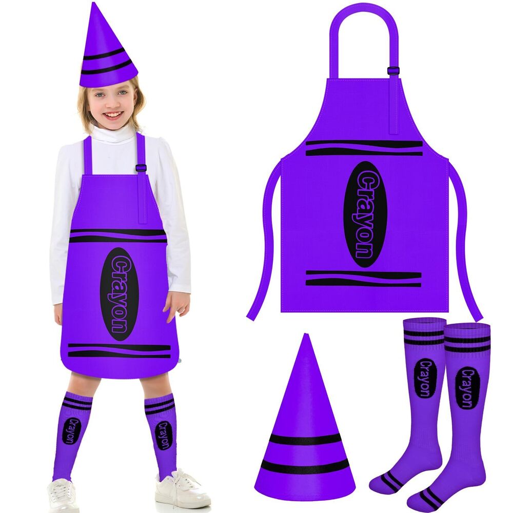 3146 Halloween Crayon Costume Purple Crayon Apron Socks